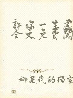 许你一生尽欢颜全文免费阅读