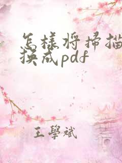 怎样将扫描件转换成pdf