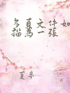 多页文件如何扫描为一张