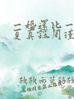一婚还比一婚高夏真钰周瑾宇