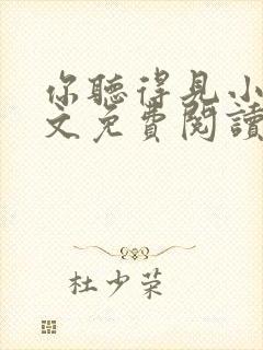 你听得见小说全文免费阅读无弹窗