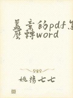 盖章的pdf怎么转word