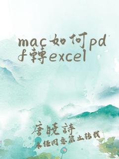 mac如何pdf转excel