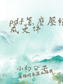 pdf怎么压缩成文件