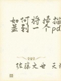 如何将扫描件合并到一个pdf文件