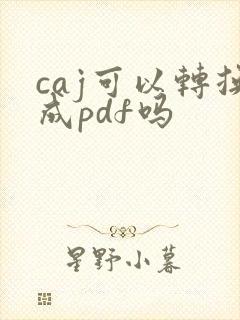 caj可以转换成pdf吗