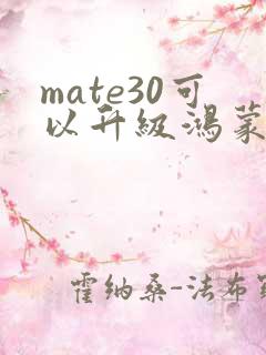 mate30可以升级鸿蒙吗