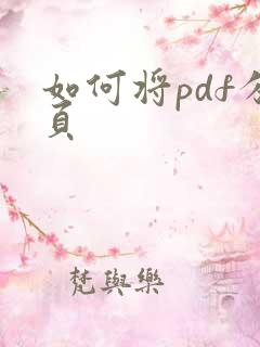 如何将pdf分页