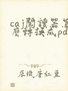 caj阅读器怎么转换成pdf