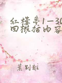 红楼梦1—30回概括内容