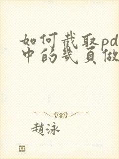如何截取pdf中的几页做成pdf文件