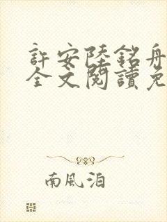 许安陆铭舟小说全文阅读免费