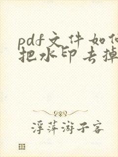 pdf文件如何把水印去掉