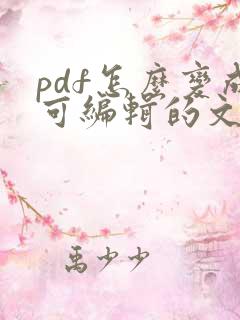 pdf怎么变成可编辑的文字