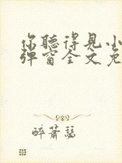 你听得见小说无弹窗全文免费阅读