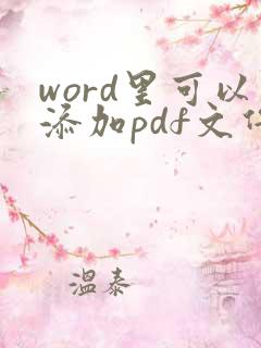 word里可以添加pdf文件吗