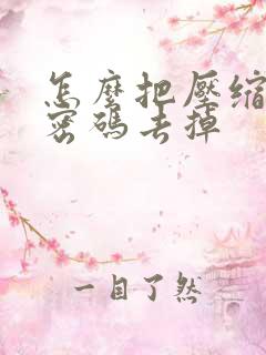 怎么把压缩包的密码去掉