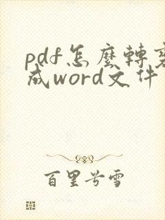 pdf怎么转变成word文件