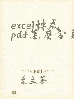 excel转成pdf怎么分页