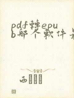 pdf转epub哪个软件最好用