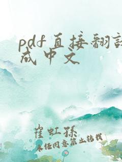 pdf直接翻译成中文