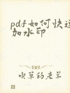 pdf如何快速加水印