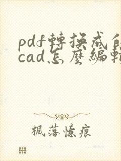 pdf转换成的cad怎么编辑