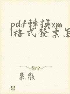 pdf转换xml格式发票怎么弄