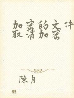 加密的文件怎么取消加密