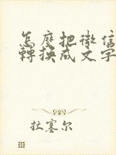 怎么把微信音频转换成文字