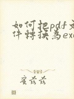 如何把pdf文件转换为excel表格