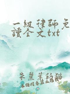 一级律师免费阅读全文txt