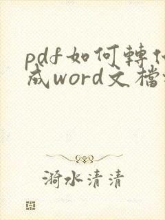 pdf如何转化成word文档格式