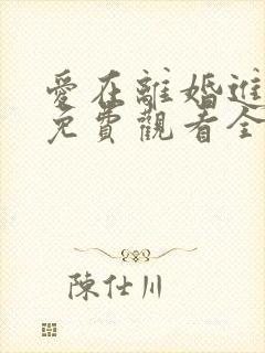爱在离婚进行时免费观看全集