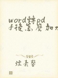 word转pdf后怎么加水印