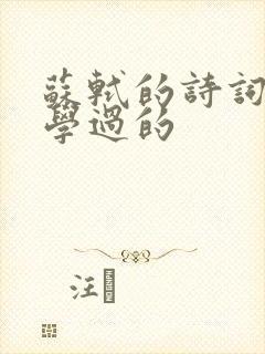 苏轼的诗词小学学过的