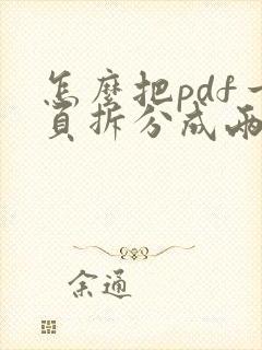 怎么把pdf一页拆分成两页