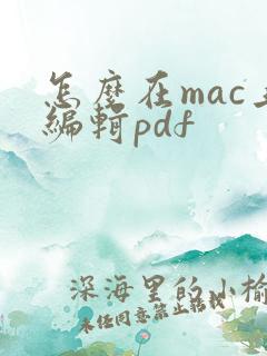 怎么在mac上编辑pdf