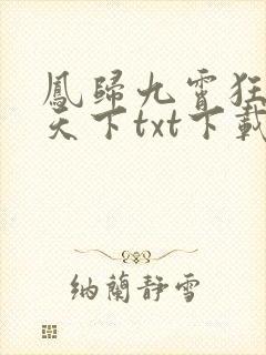 凤归九霄狂妃逆天下txt下载