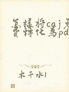 怎样将caj免费转化为pdf