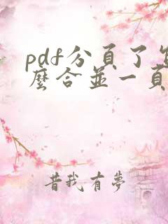 pdf分页了怎么合并一页