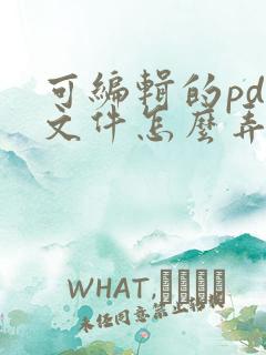 可编辑的pdf文件怎么弄