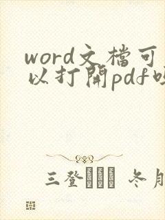 word文档可以打开pdf吗