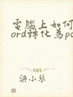 电脑上如何将word转化为pdf格式