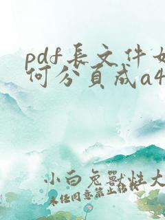 pdf长文件如何分页成a4
