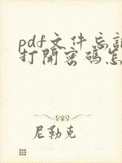 pdf文件忘记打开密码怎么办