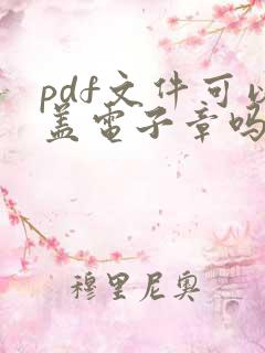 pdf文件可以盖电子章吗