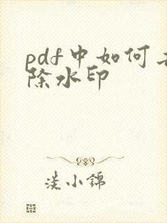 pdf中如何去除水印