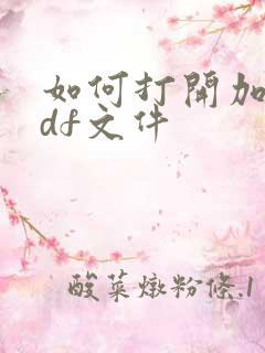如何打开加密pdf文件