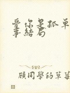 爱你是孤单的心事结局